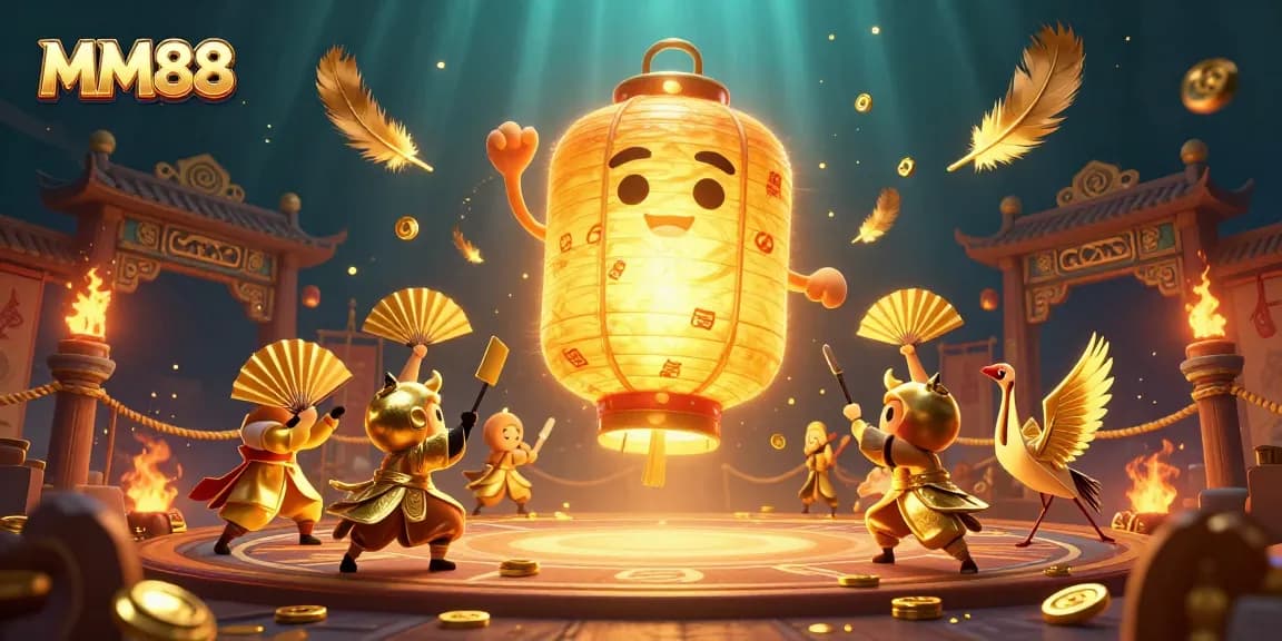 Experience vibrant gaming with MM88's golden lantern spirit and dynamic casino elements.