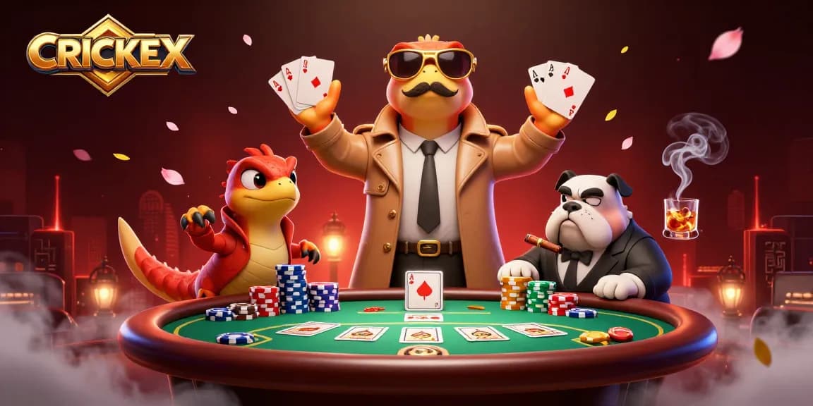 Raptors disguised as players entering a casino, showcasing CRICKEX betting excitement.