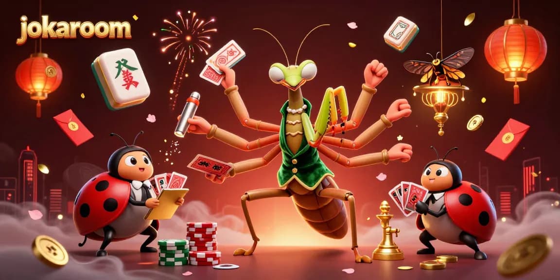 Experience thrilling gaming with jokaroom's vibrant casino scene featuring unique characters and elements.