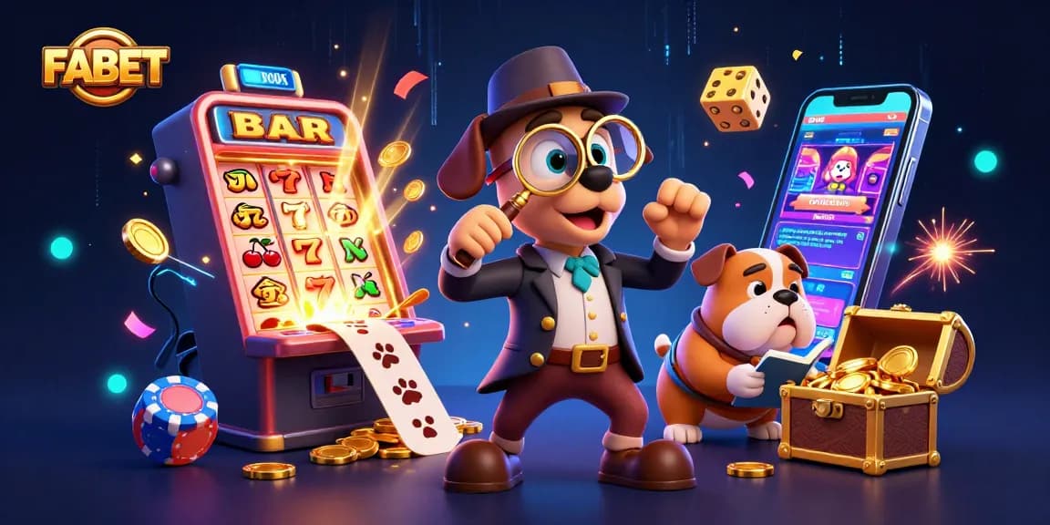 Engage in the FA BET experience with a detective uncovering jackpots and poker clues in an exciting casino scene.