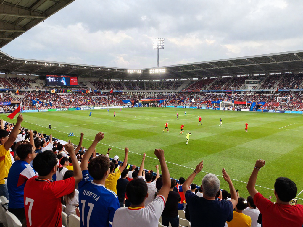 Soccer match excitement on xoilactvlive.net with cheering fans and vibrant atmosphere.