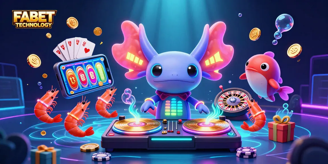 Experience FABET TECHNOLOGY with a vibrant 3D casino scene showcasing thrilling games and lively characters.
