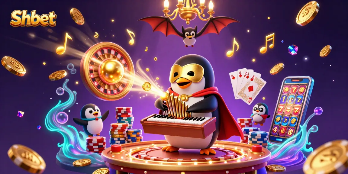Experience the thrill of Shbet with a vibrant 3D casino scene featuring exciting gaming elements.