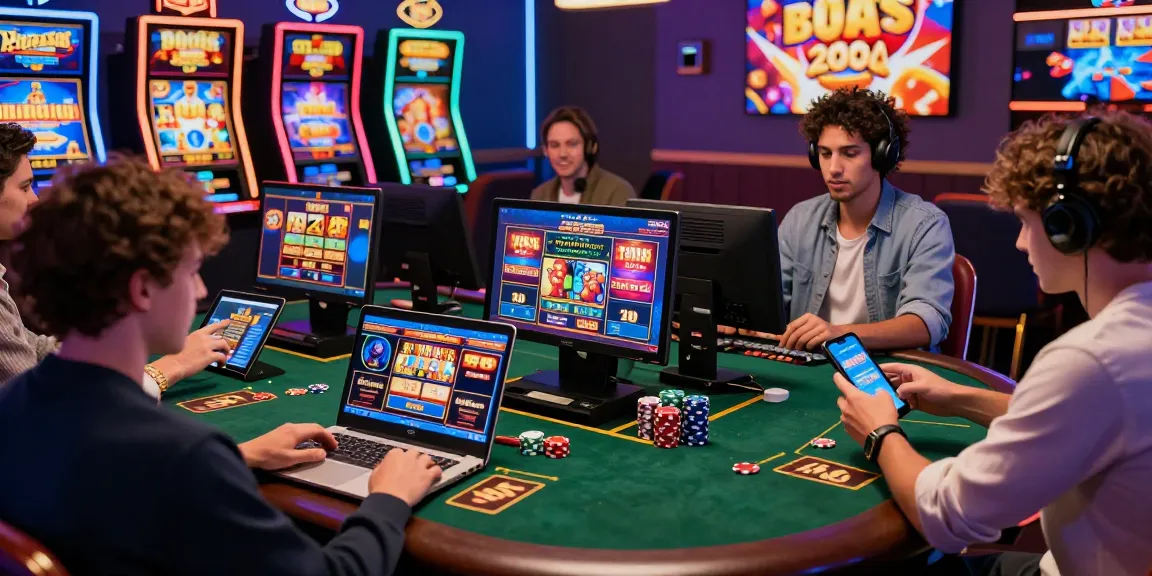 Giocatori che partecipano a casinò online esteri con giochi vibranti e promozioni in un ambiente digitale vivace.