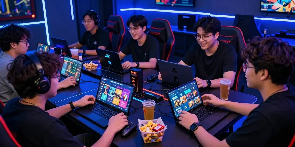 Pengalaman bermain rajaslot 20 di meja gaming modern dengan suasana ceria dan interaksi para pemain.