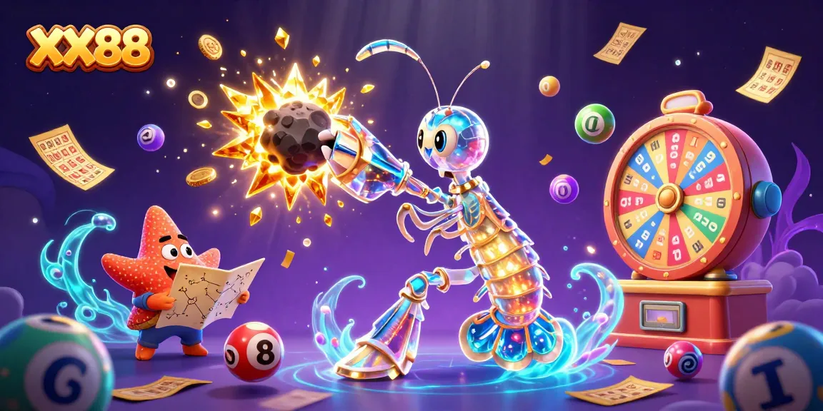 Experience the excitement of XX88 with a vibrant 3D casino illustration full of dynamic elements.
