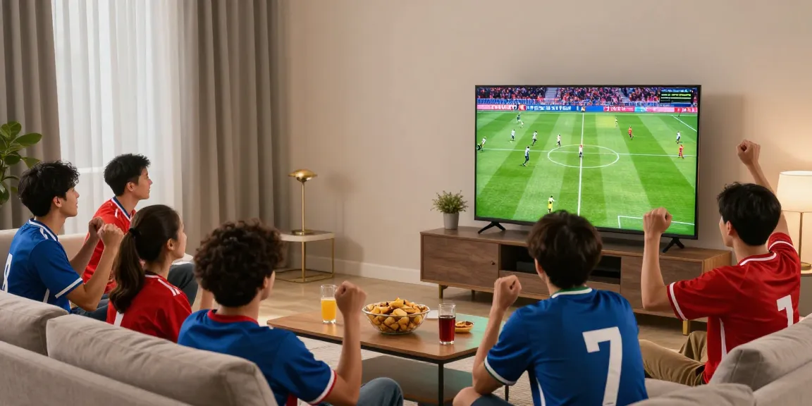 Gà vàngtv fans enjoying a football match in high-definition at home.
