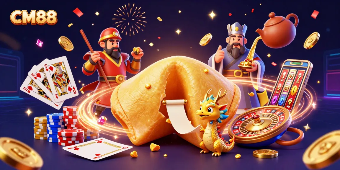 CM88 players enjoy a vibrant casino atmosphere with golden coins and colorful poker chips.