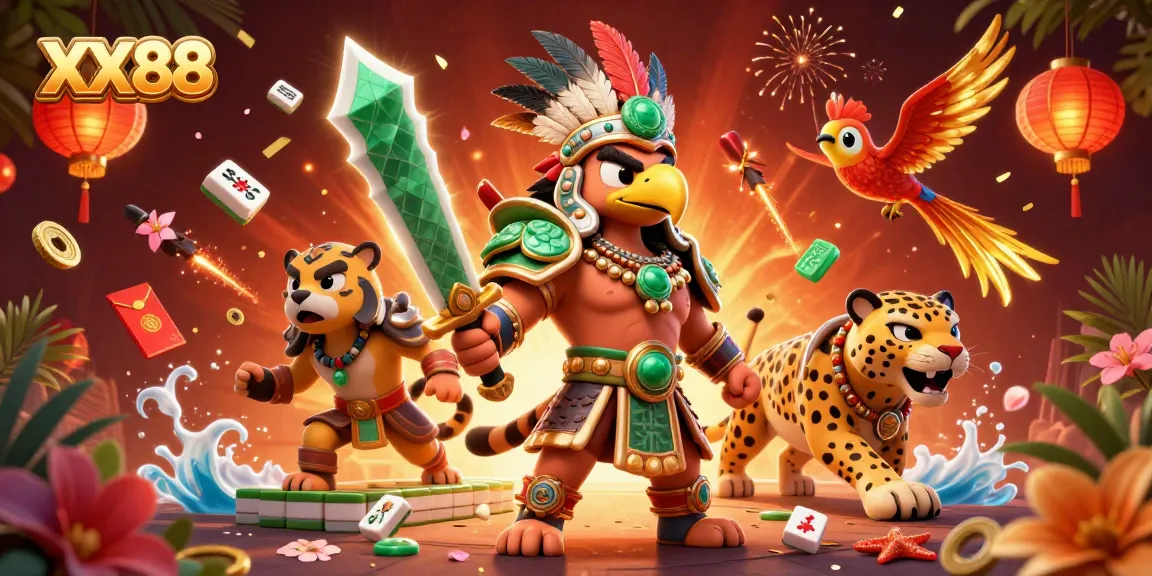 Engage with the exciting world of XX88, showcasing dynamic gambling elements and vibrant characters.