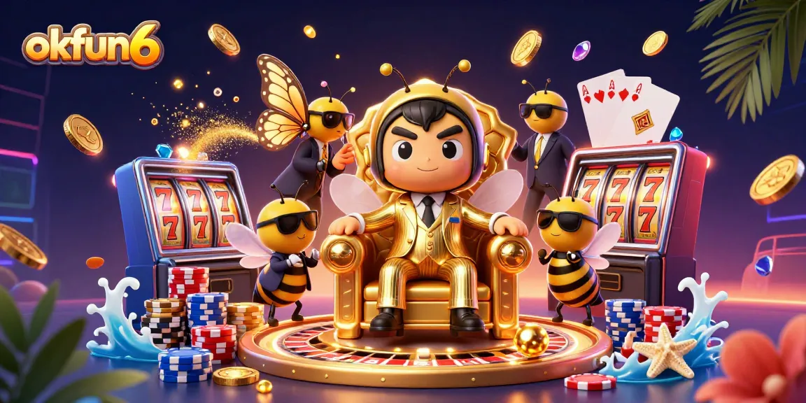 Spin into action with okfun6's vibrant casino scene showcasing thrilling gaming elements.