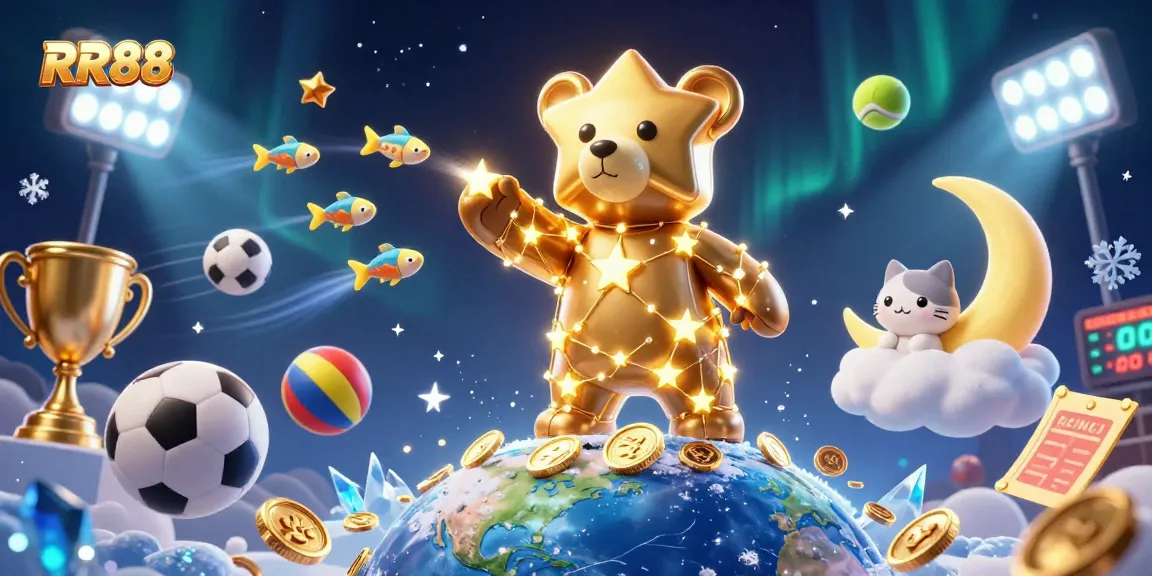 Engage with RR88's dynamic gaming universe featuring sports elements and golden rewards.