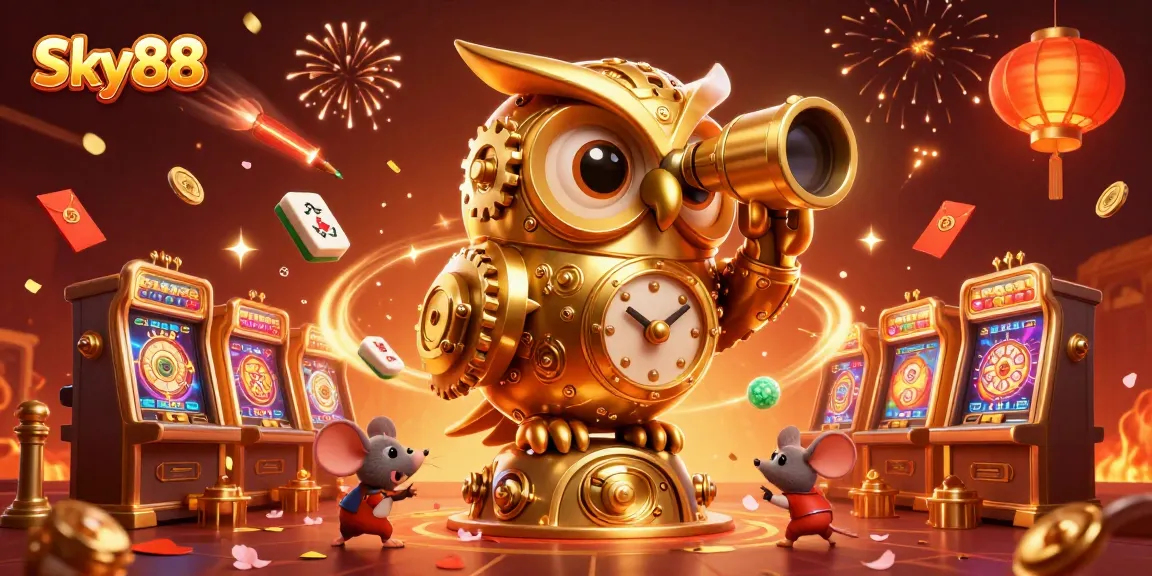 Engage players at Sky88 with vibrant 3D casino action featuring a golden owl and lively elements.