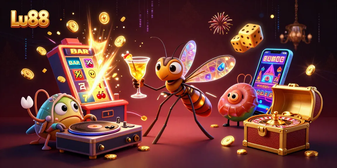 Lu88 casino mascot bringing excitement with vibrant elements and dazzling jackpot visuals in a dynamic scene.
