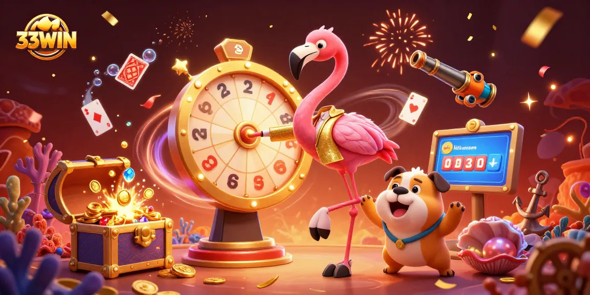 Join the fun at 33WIN with a dynamic game show scene full of excitement.