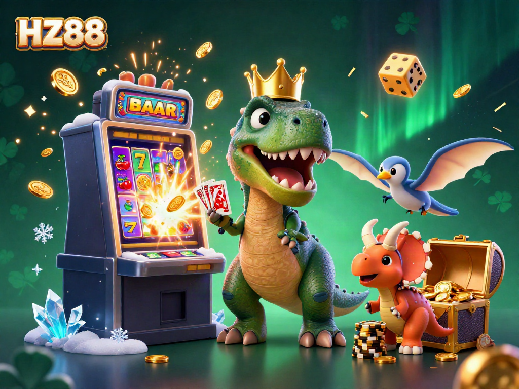 Experience the thrilling world of HZ88 with our dynamic illustration featuring classic casino elements.
