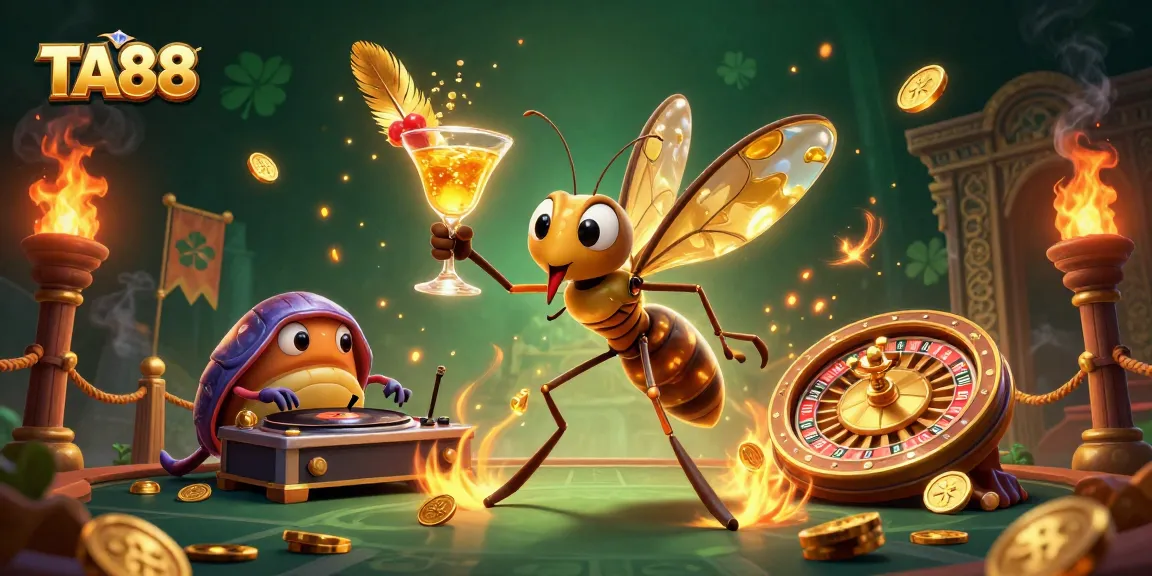 TA88 casino artwork featuring a frozen mosquito mascot with golden elements in a rich, dynamic scene.