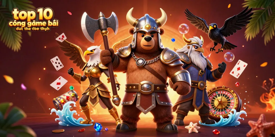 Experience the excitement at the top 10 cổng game bài đổi thưởng uy tín with vibrant characters and casino elements.