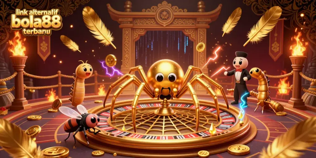 Experience the excitement with link alternatif bola88 terbaru in this vibrant casino-themed 3D illustration.