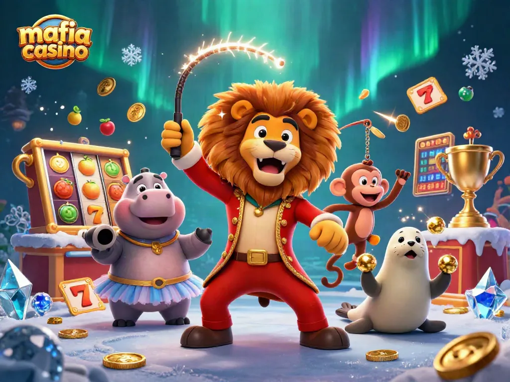 Experience exciting gameplay in the mafia casino with lively characters and vibrant casino elements.