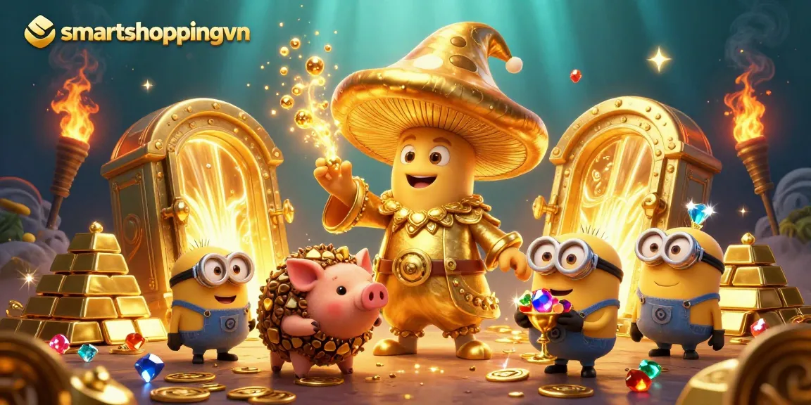 Join smartshoppingvn in a dazzling treasure hunt filled with gold and gems in an enchanting casino world.